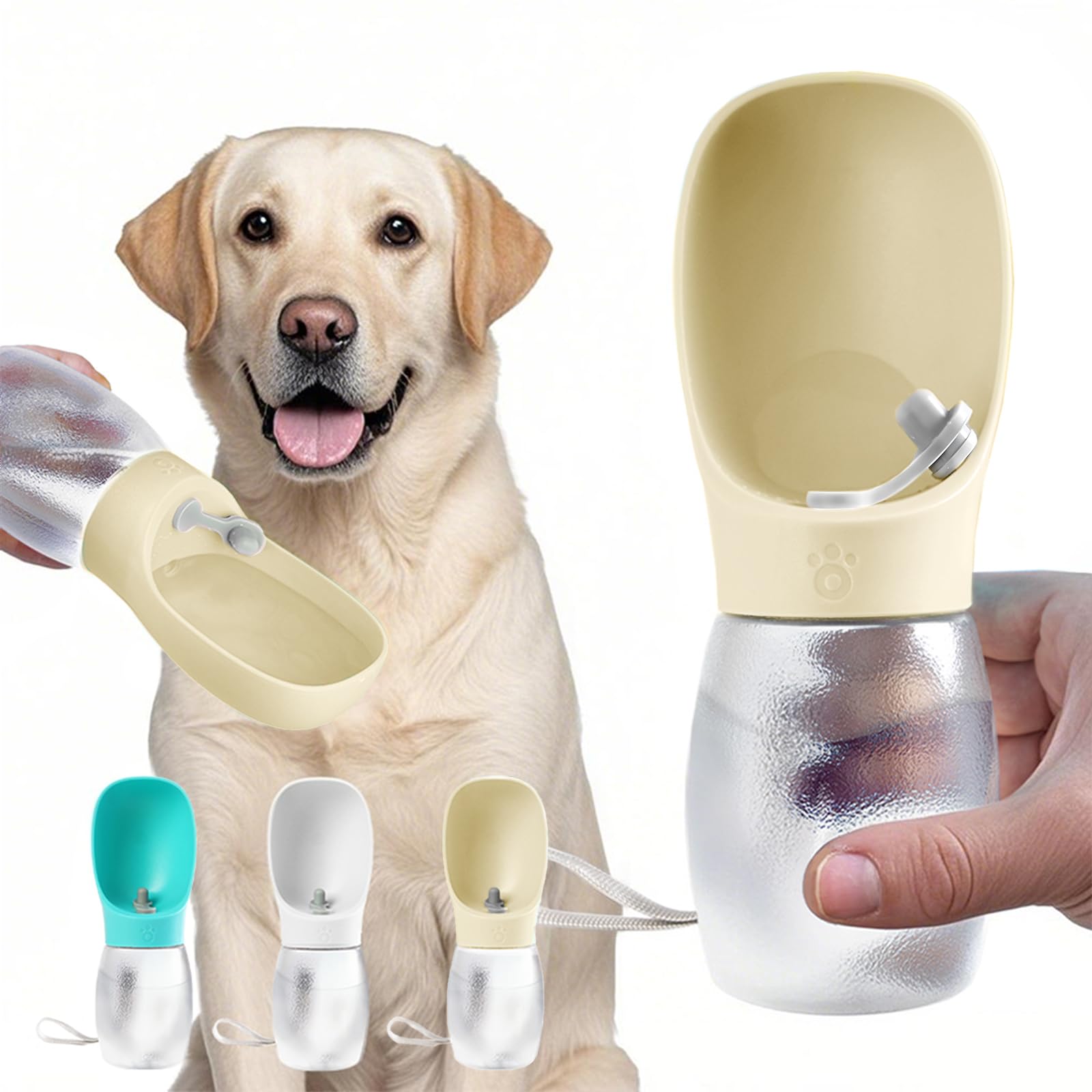 Kalimdor Dog Water Bottle, 12oz Leak Proof Portable Puppy Water Dispenser with Drinking Feeder for Pets Outdoor Walking, Hiking, Travel, BPA Free Food