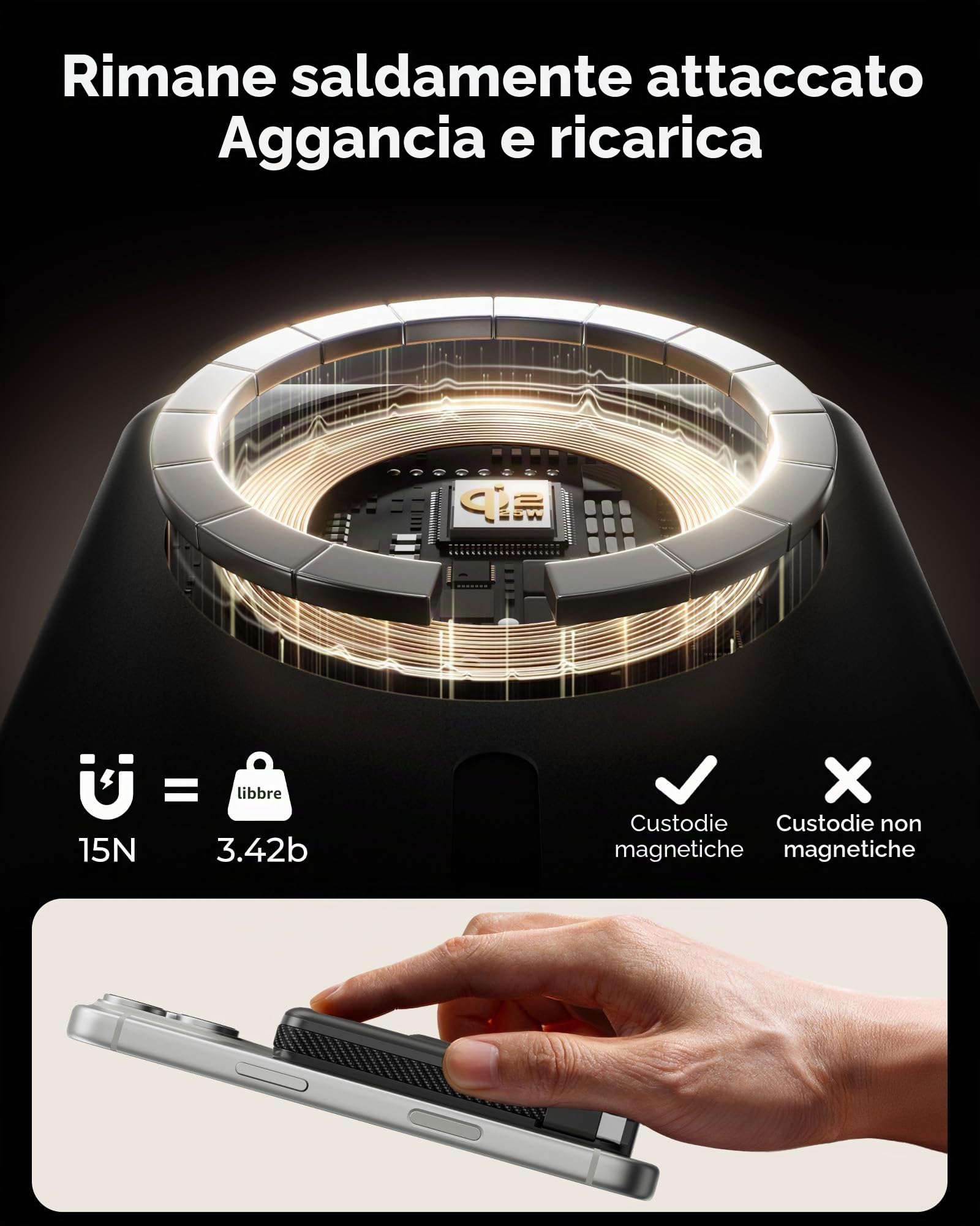 KU XIU 25W Qi2.2-Certificato Stato-Solido Power Bank per MagSafe, 10,000mAh Powernbank Magnetico Caricatore Wireless Ricarica Rapida per iPhone 17/16/15/14/13/12 Serie con Cavo Integrato e Supporto