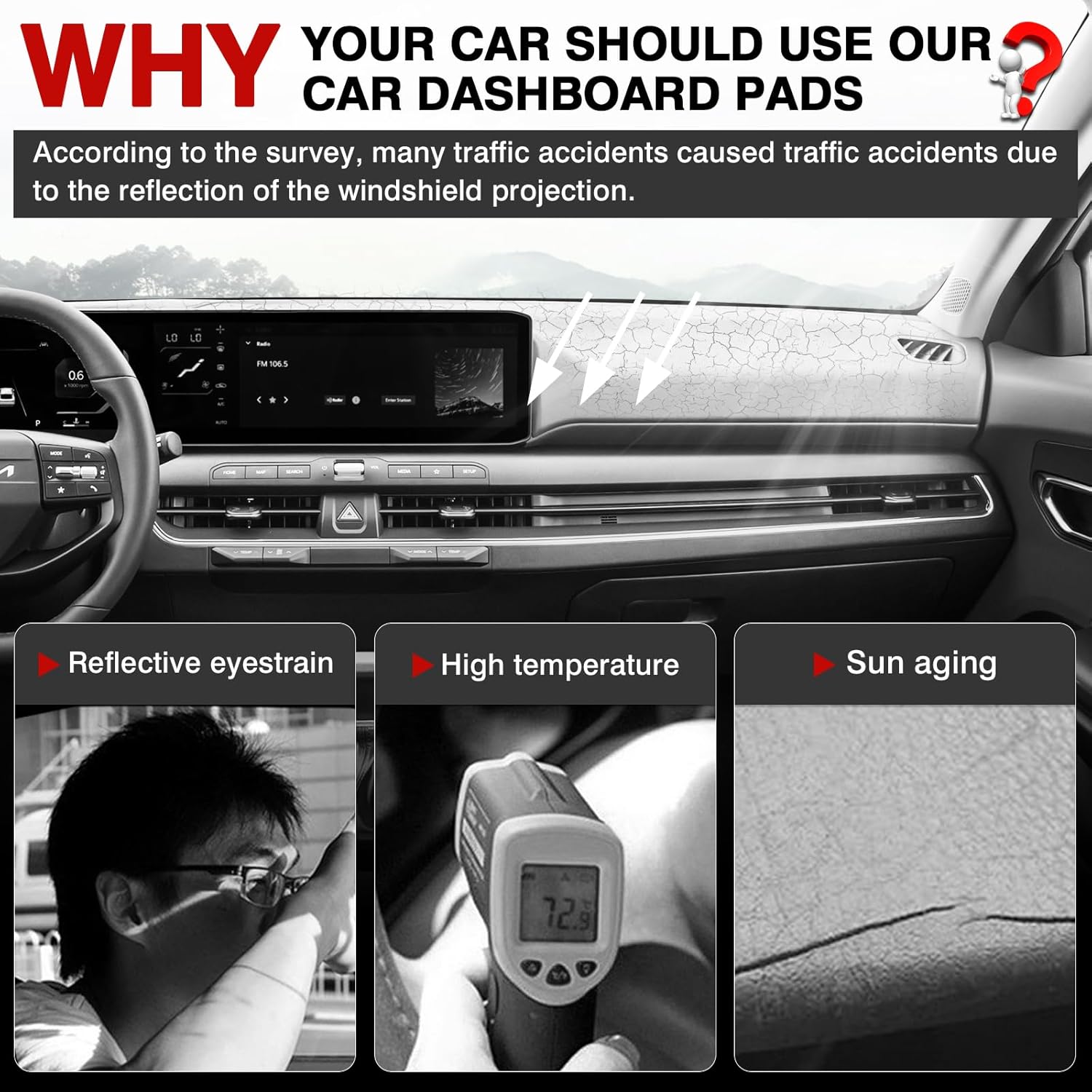 Autorder Dashboard Cover Mat for kia k4 2025 2026 Accessories Dash Cover Upgrade Velvet Dash Mat Sunshade Glare UV Rays Protector