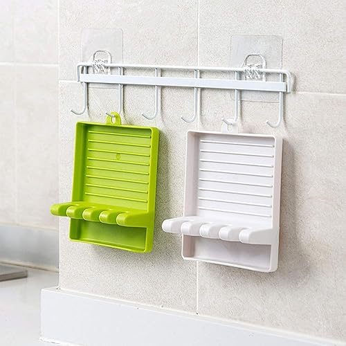 Miniatura 6 de Soporte para cucharas, utensilios de cocina y cuchara de plástico con almohadilla de goteo profunda y soporte para tapa de olla, sin BPA y