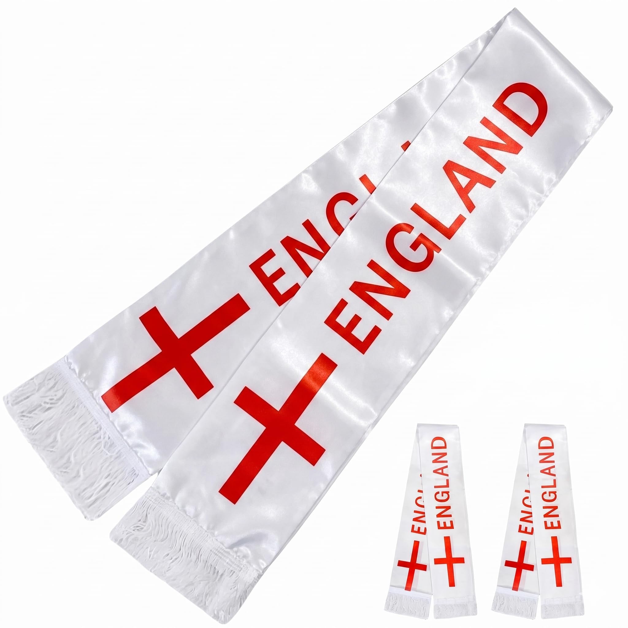 YESAH 2 Pack England Football Fan Scarf for World Cup 2026,14x135cm England Flag Scarves,Support Scarves for Soccer Games,Football Fans Souvenir Scarf for Sports Events, Team Cheering Supplies