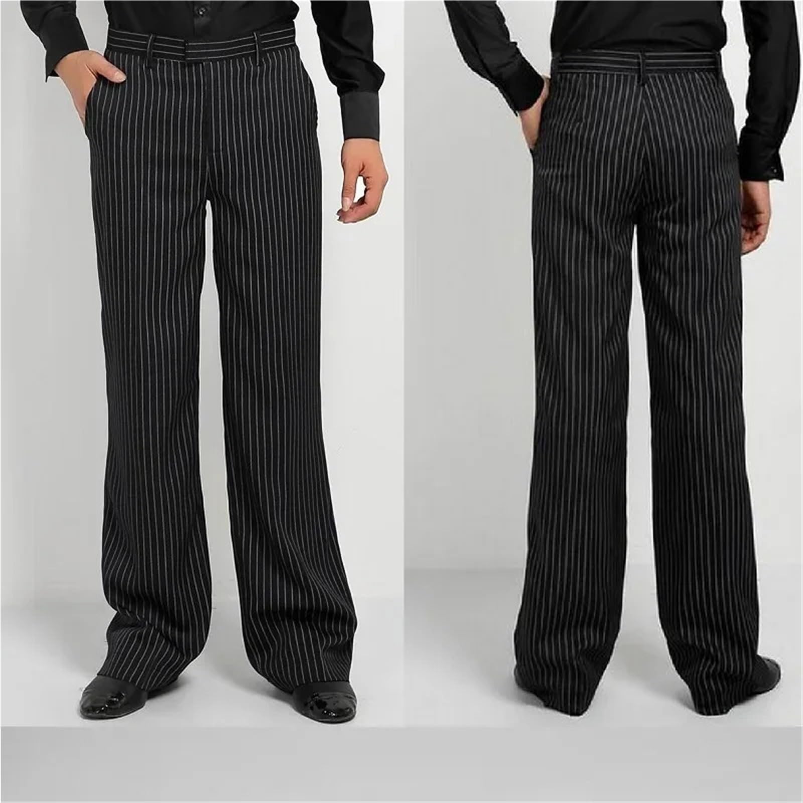 Latein Tanzhosen for Herren Herren Jungen Tanzhose Ballsaal Gestreifte for Männer Latein Kostüme Tangohose Tanzbekleidung(Waist 83cm)