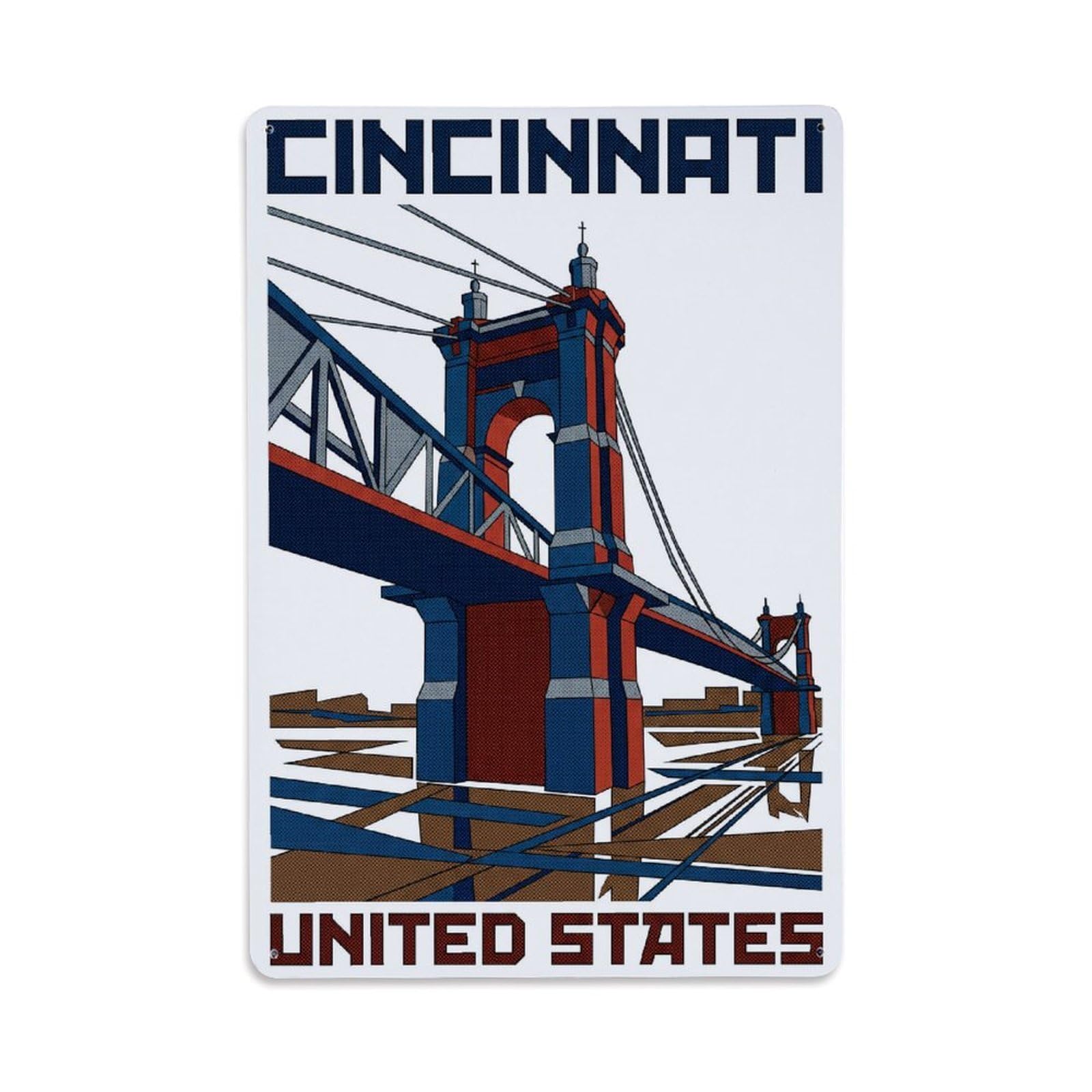 Xanthor Style Retro Travel United States Cincinnati Metal Tin Sign