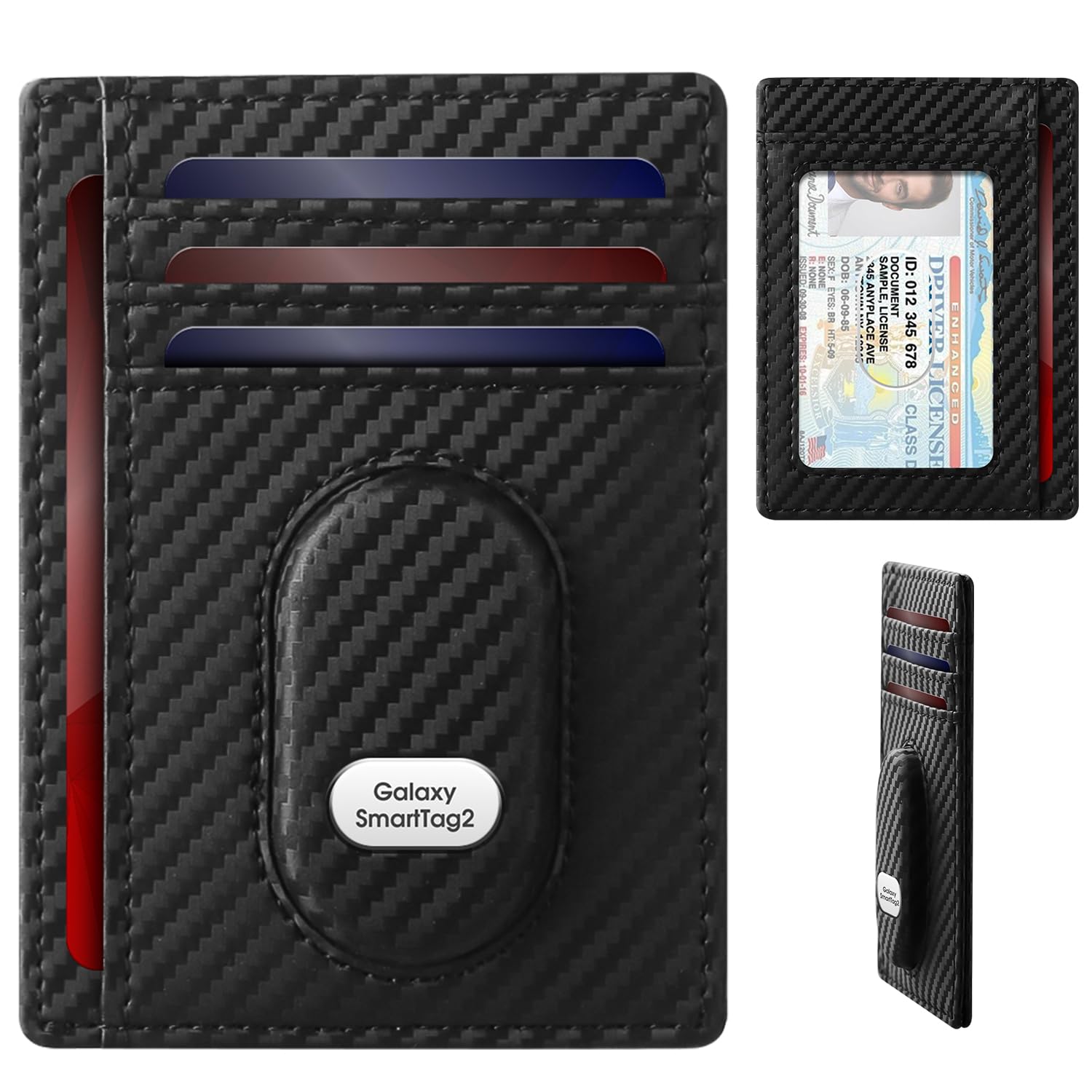 GAOCHALE Slim Wallet for Samsung Smarttag2 Front Pocket Minimalist Leather Wallet Compatible with Samsung Tag RFID Blocking Card Holder, Carbon-image-24