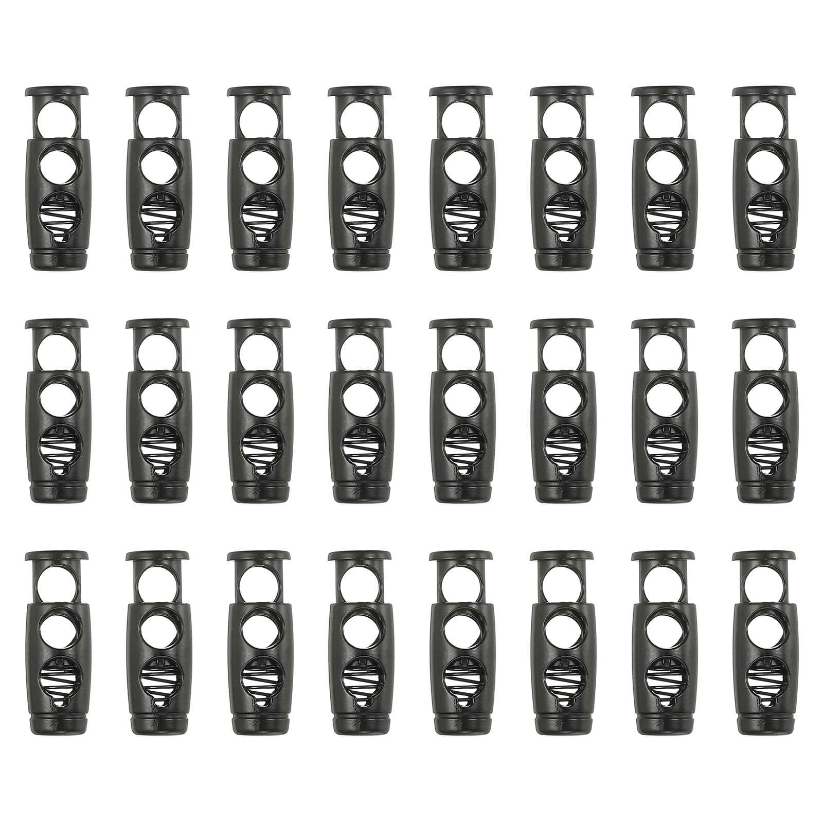 PATIKIL 24PCS Metal Cord Locks for Drawstrings Spring Cord Lock Toggles Stopper Clamp 2 Holes Adjustable Slider End Fastener for Paracord Outdoor Bag Shoes Backpack Matte Black