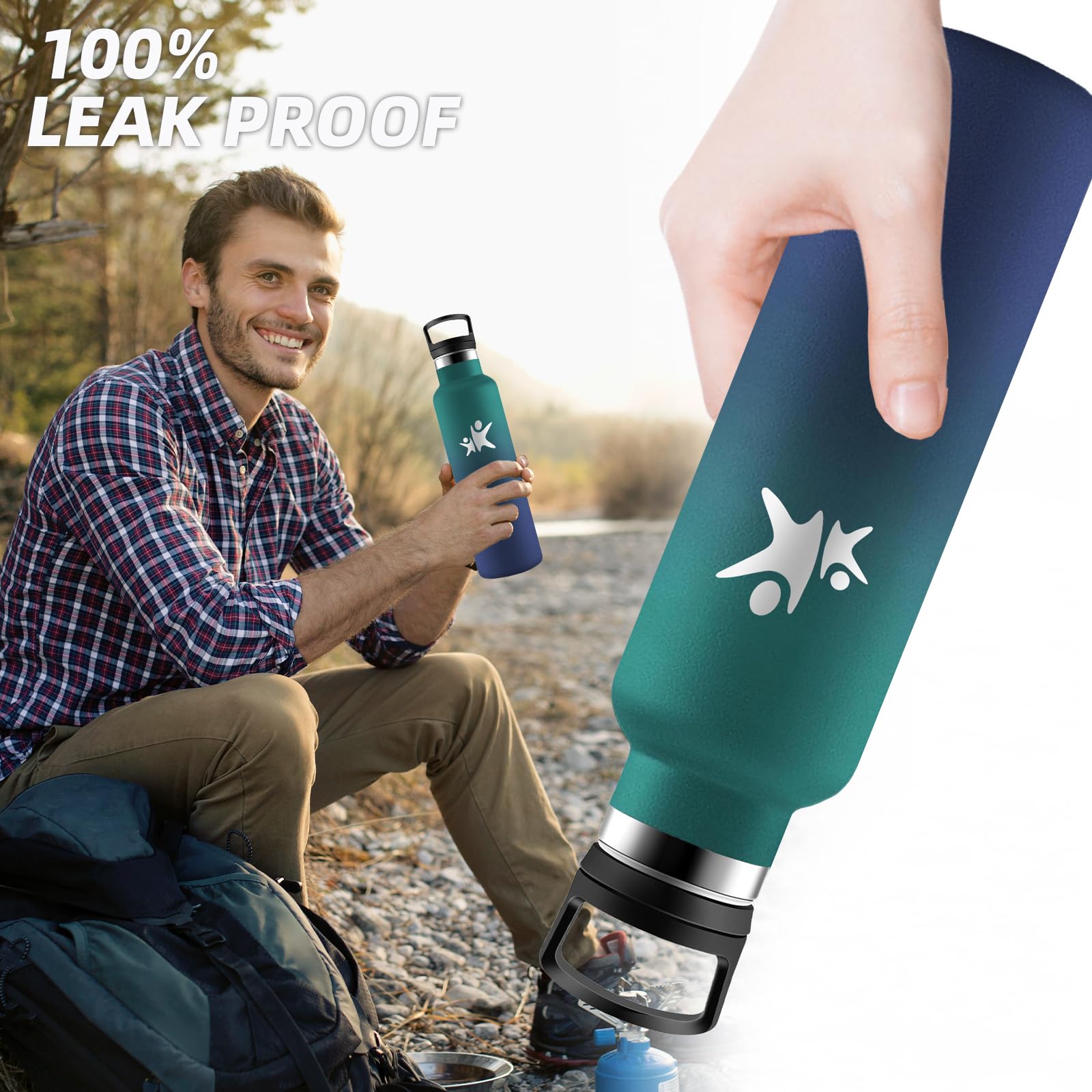 Borraccia Termica, Borraccia 1 litro, Senza BPA, Bottiglia Termica, Con filtro e Cannuccia, Borracce Termiche, Mantiene Caldo per 12 Ore/Freddo 24 Ore, Borracce per Trekking, Yoga, Ciclismo