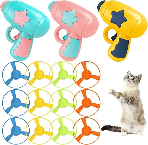 15 piezas de juguete para gatos con coloridas hélices voladoras, juguetes interactivos para rastreo de gatos para persecución de gatitos,