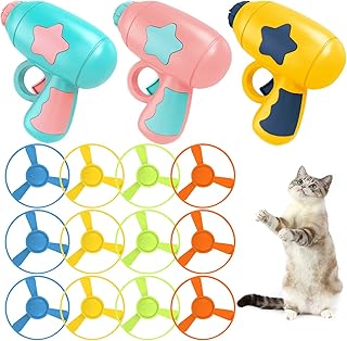 15 Pieces Cat Fetch Toy with Colorful Flying Propellers Set, Cat Playing Tracking Interactive Toys for Kitten Chasing Training Hunting