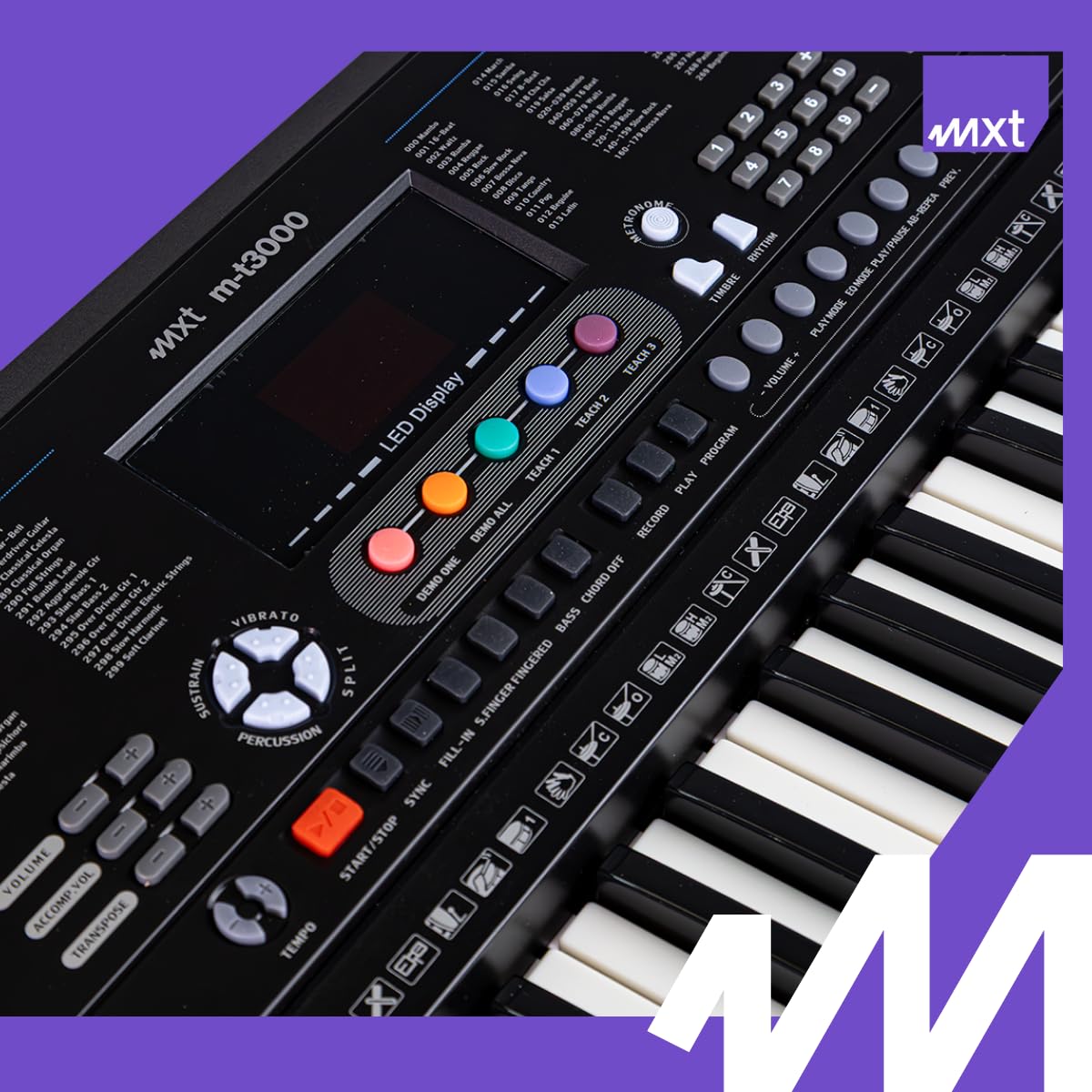 Teclado Musical MXT Profissional 61 Teclas USB Timbres e Ritmos M