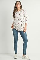 Vista 65 de LaClef - Blusa de maternidad para mujer, cuello redondo, manga 3/4, plisada al frente, estilo peplum Cuadros marrones