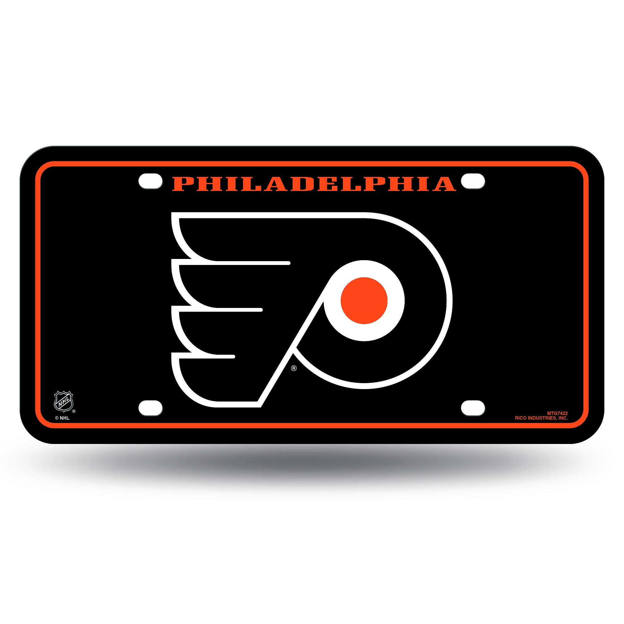 Rico Industries NHL Philadelphia Flyers - Black Metal License Plate Tag, 6 x 11.5-inches