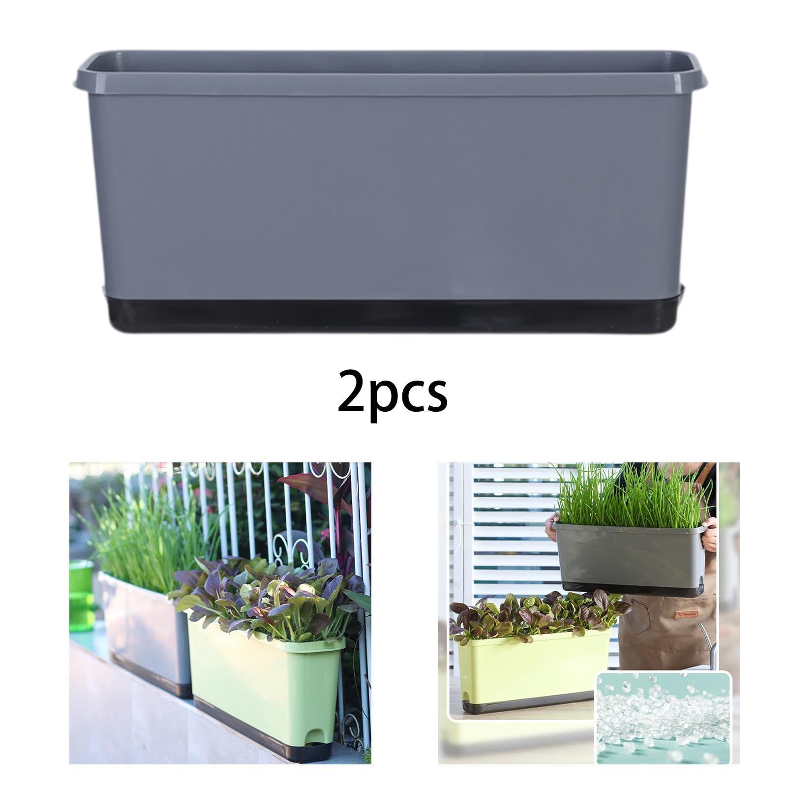 Sharplace 2pcs Fensterbox Pflanzer Blumentopf mit Entwässerungslöchern mit saugfähigem Baumwollseil vielseitiges Zubehör für häusliche stabil, Grau