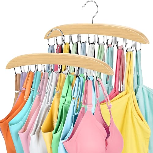 Miniatura 6 de Colgador de brasier para armario, organizador de brasieres giratorio de 360 que ahorra espacio con 20 ganchos de metal plegables, organizador de