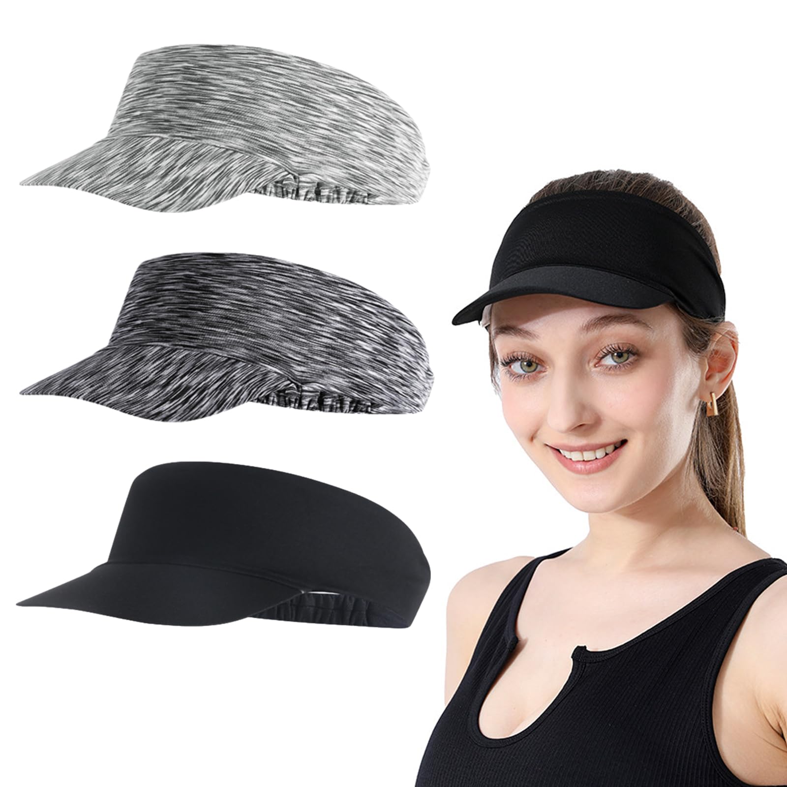 Pcs Sun Visor Hats, Sunhat Women Golf Visor Hat Sports Sun Visors  Ponytail Baseball Cap Uv Protection Hat Brim Topless Hats for Golf, Tennis,  Hiking