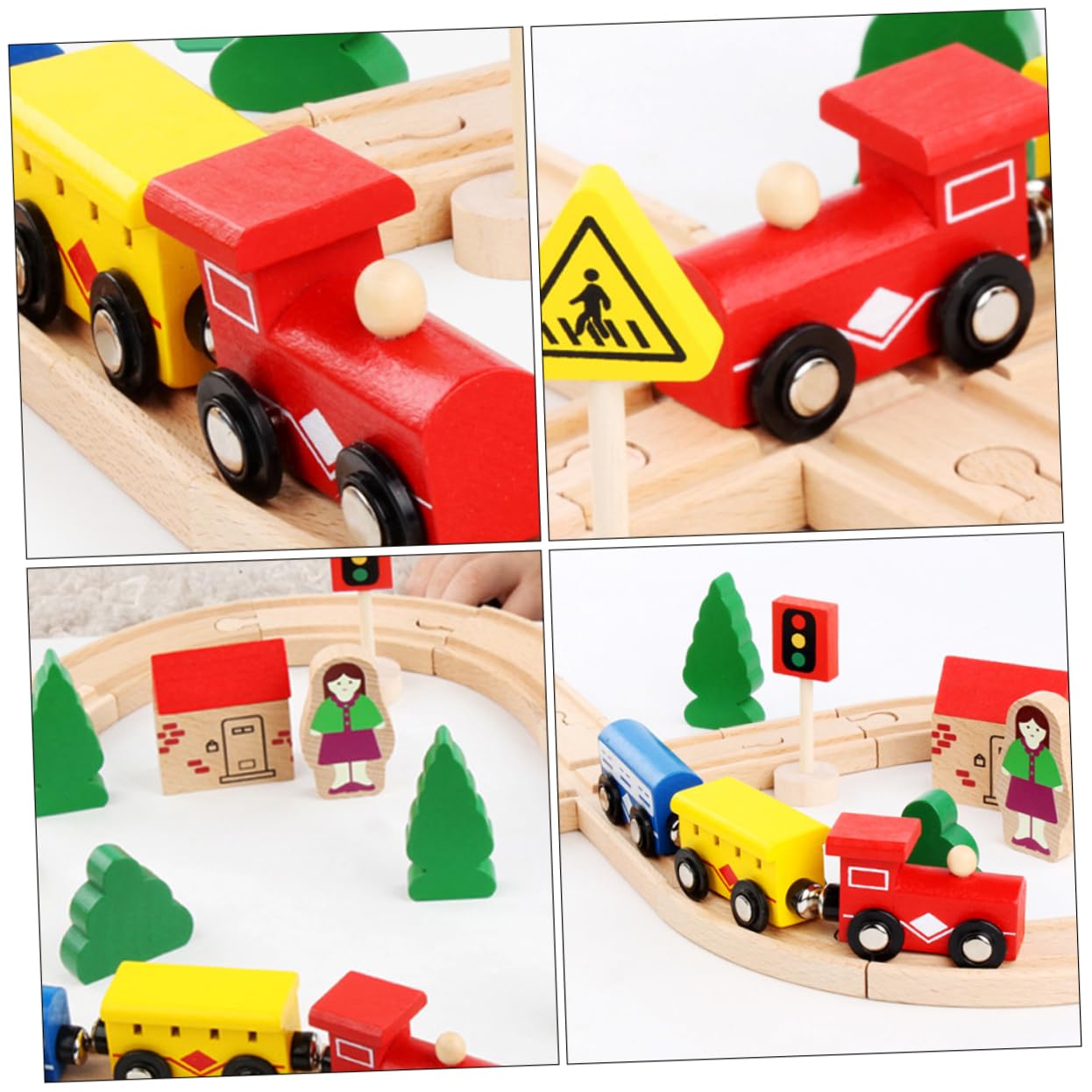 ibasenice Giocattoli Di Legno Puzzle Per Ragazzo Set Vagoni Ferroviari Faggio Continua Creatività Intelligenza Manualità Pazienza