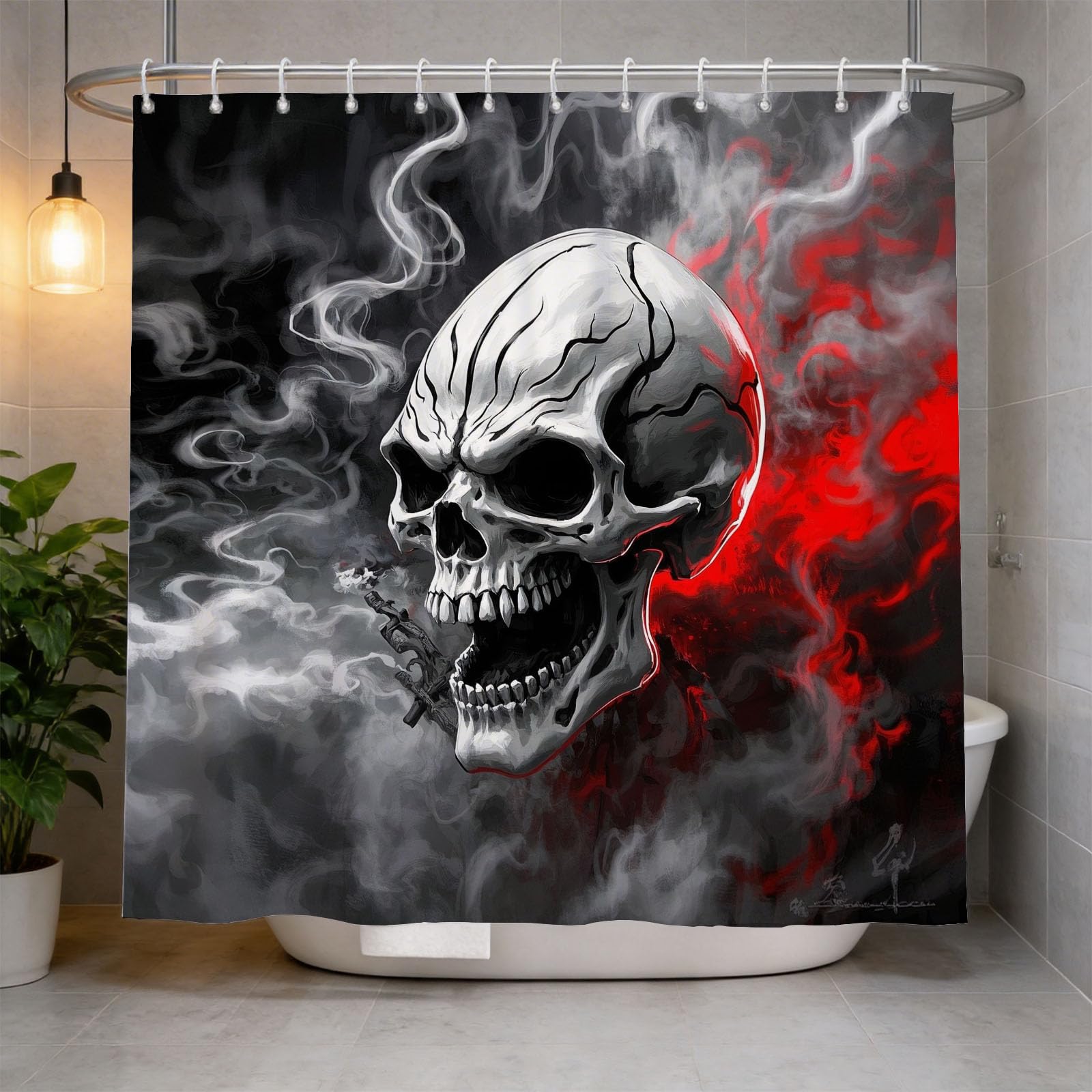 Hongduo 3D Skulls Shower Curtain for Stalls Bathtubs Adults Bathroom Decor Shower Curtain Set Polyester Fabric Waterproof 200x200cm/79X79 Inch with Hooks