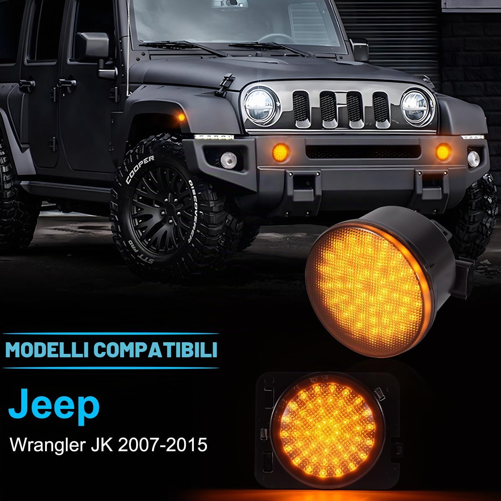 POPMOTORZ LED Luci laterali per J-eep Wrangler JK 2007-2015, LED Frecce Laterali Indicatori di Direzione con Canbus Senza Errori 4014 SMD, 4 Pezzi