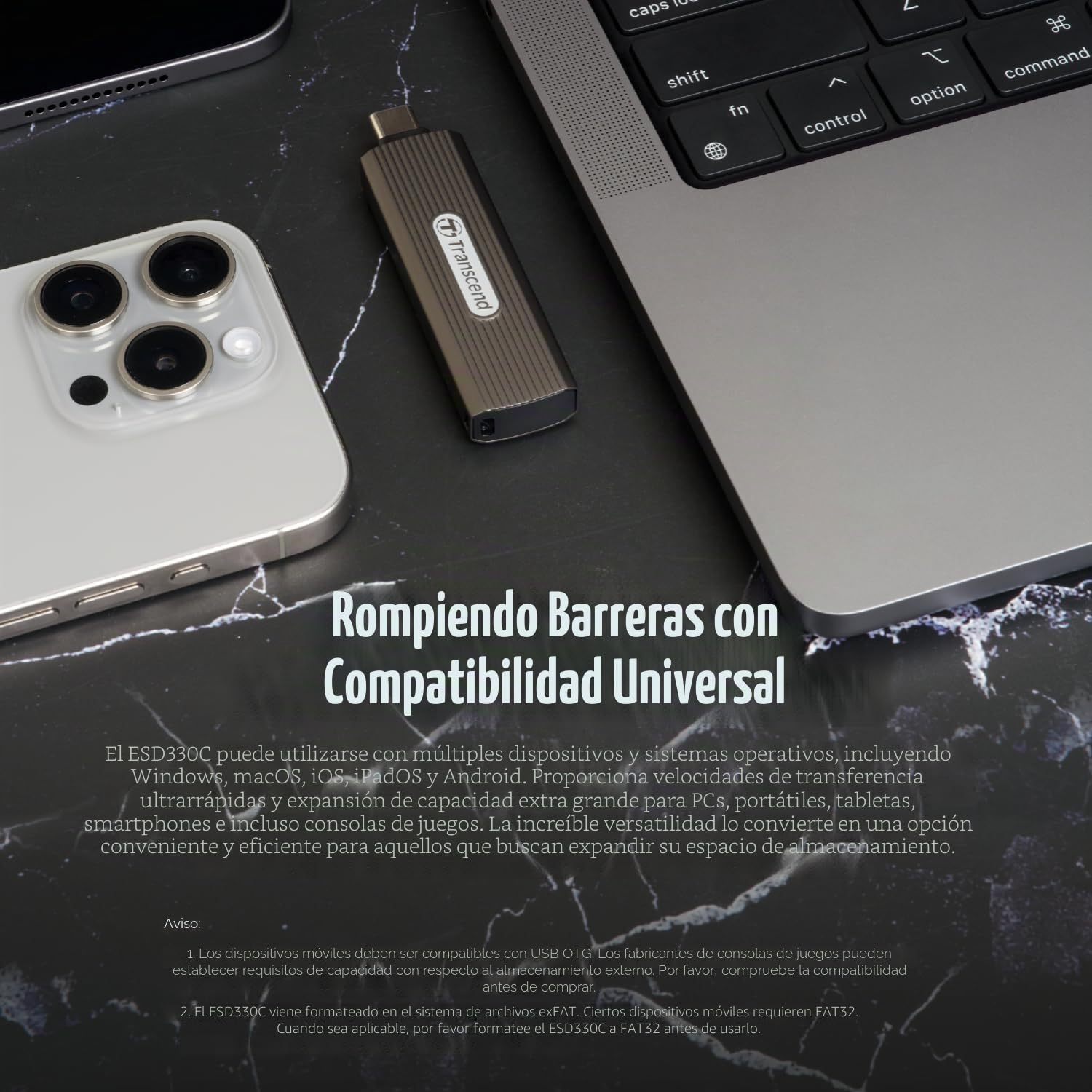 Transcend SSD Portátil ESD330C 512GB USB Tipo-C 10 Gbit/s – TS512GESD330C