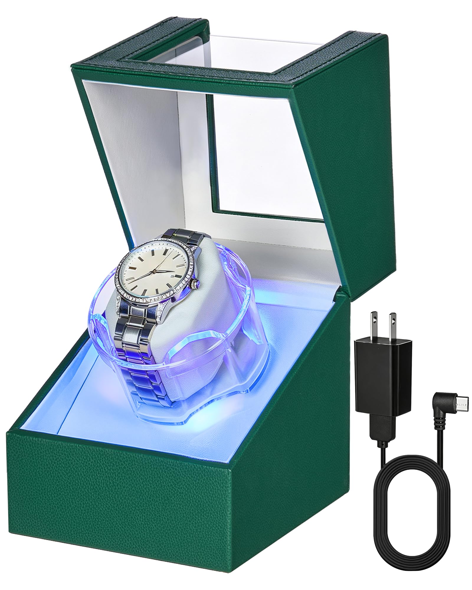 Single Watch Winders for Automatic Watches Green Watch Winder Spinner Quiet