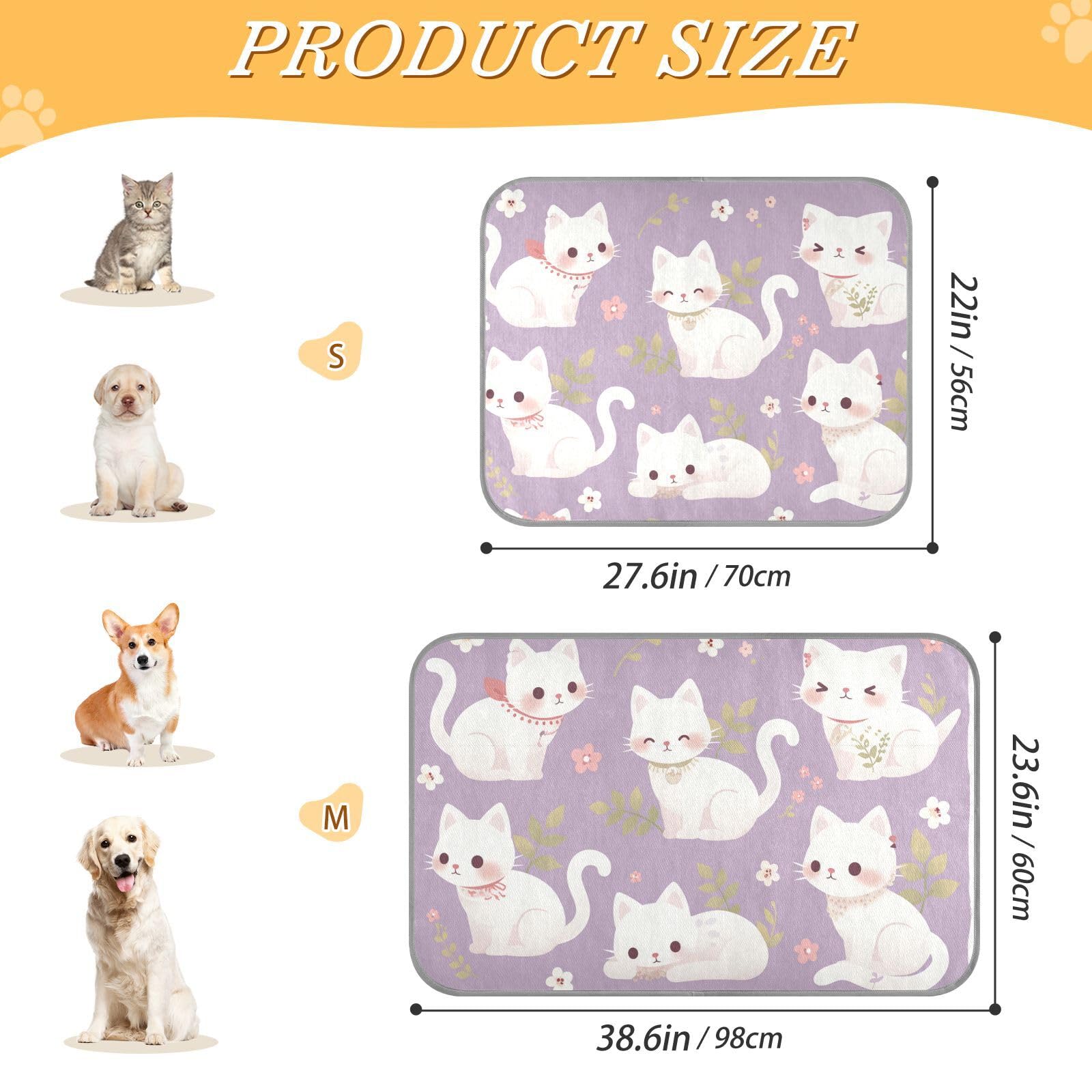 siphylline Purple Cat Farm Style Flowers Summer Cool pad for Dogs Self Cooling cat Bed Outdoor for Cats Outdoor pet Non Slip tapete refrescante para mascotas S
