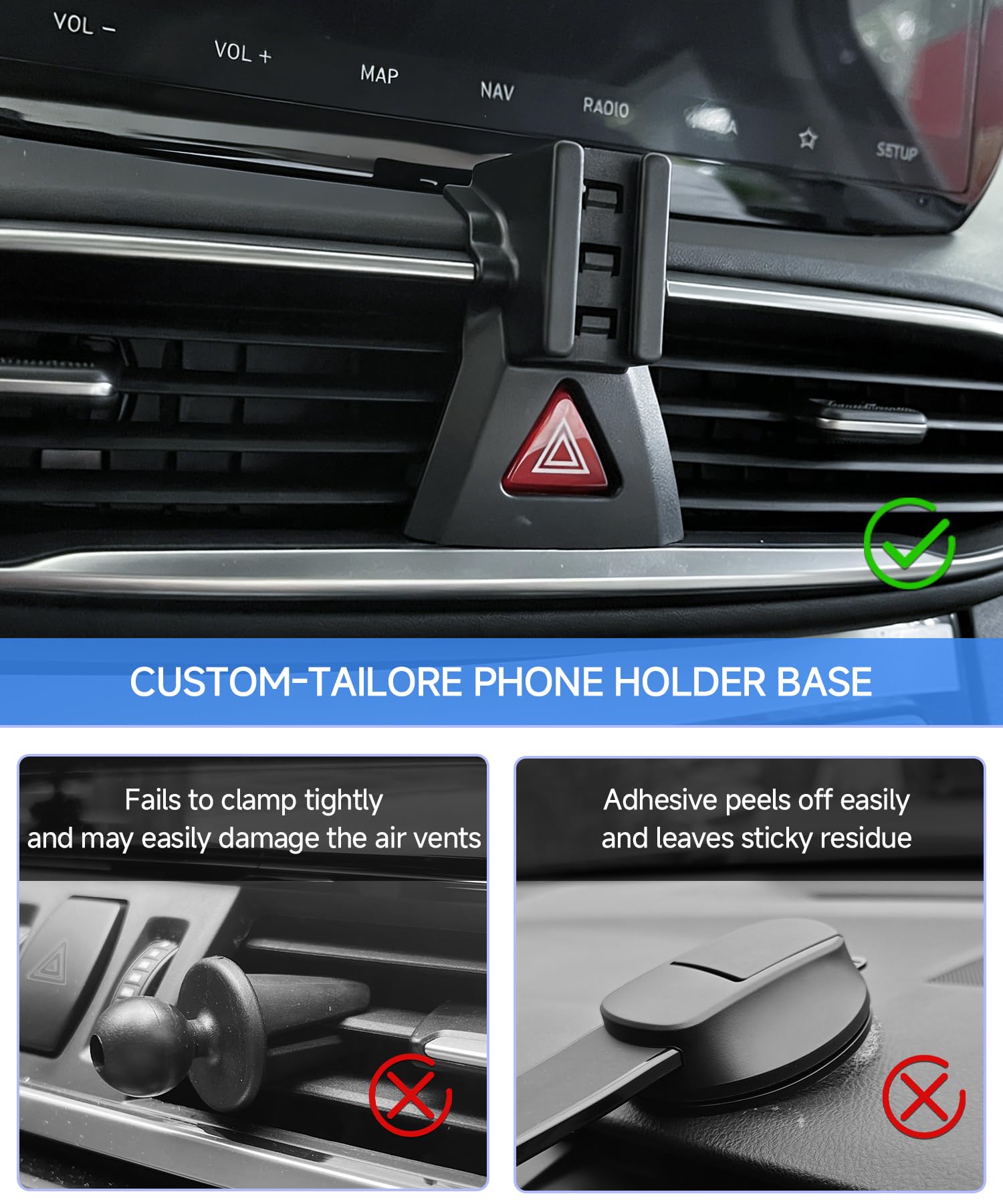 Qi2.2 Max 25W Fast Wireless Car Charger Phone Holder for 2019-2023 Hyundai Santa Fe Accessori, 360 ° Rotazione Phone Mount Compatibile con MagSafe, Il supporto del telefono non influisce