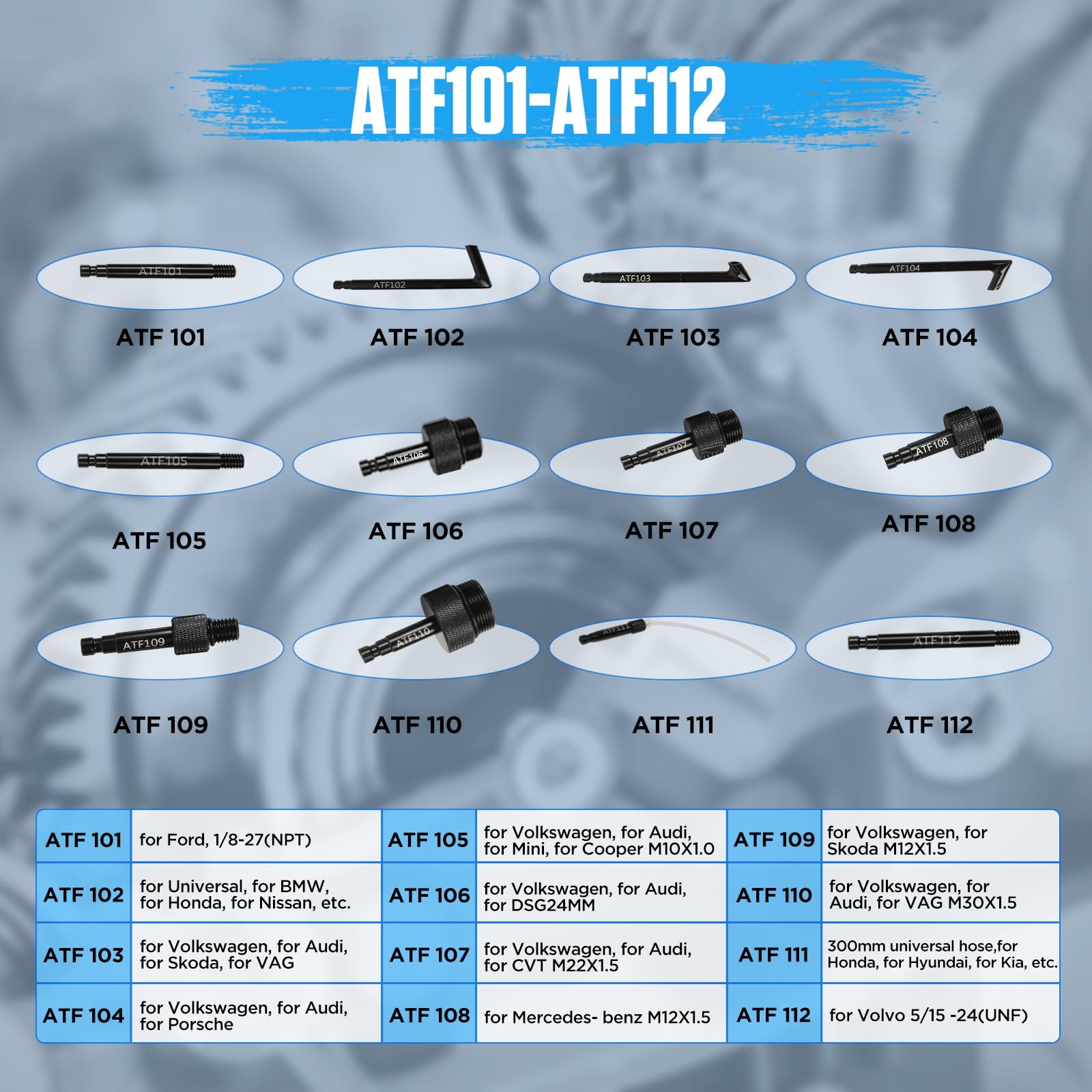 27 Pezzi Adattatore Riempimento Cambio Automatico, PARAOUTIL ATF Adattatore Riempimento, Adattatore del Fluido di Trasmissione Automatica Compatibile con Ford, con BMW, con VW, con Audi ecc.