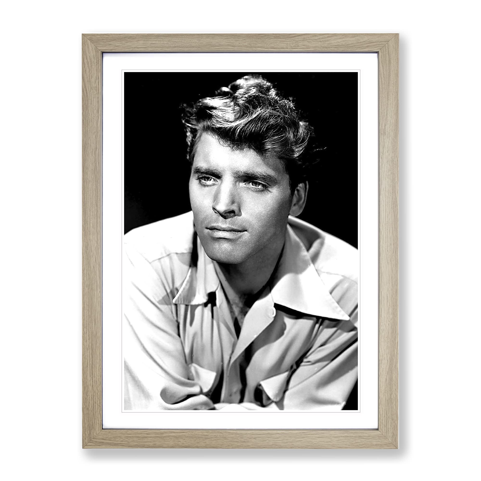 Burt Lancaster Modern Framed Wall Art Print, Ready to Hang Picture for Living Room Bedroom Home Office Décor, Oak A3 (34 x 46 cm)