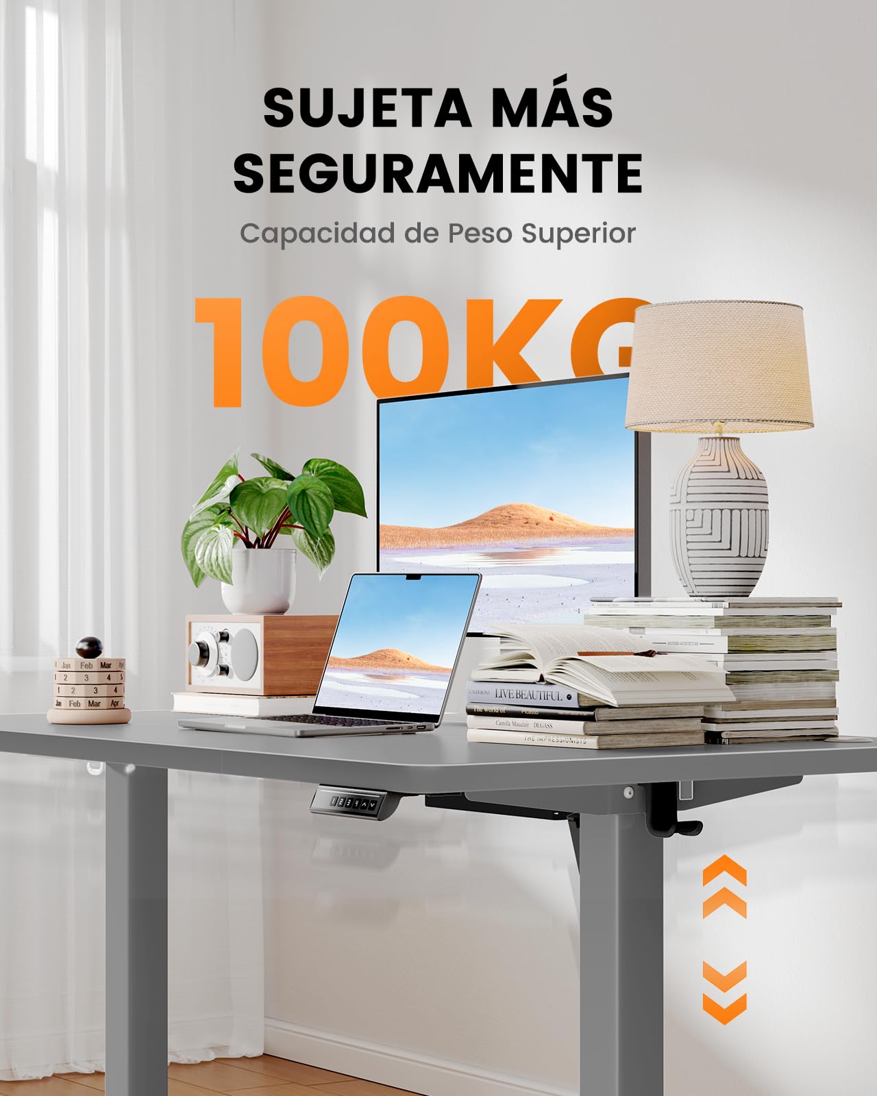 ErGear - Escritorio eléctrico regulable en altura, 160 x 80 cm, capacidad de carga de 100 kg, escritorio eléctrico con motor sin escobillas avanzado, función silenciosa, marco de metal resistente