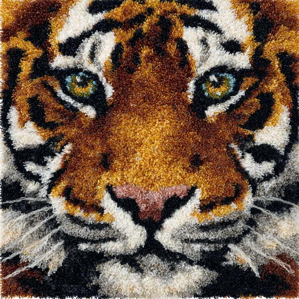 kitphoenix Latch Hook Kits for Adults Tiger 43Cmx43Cm