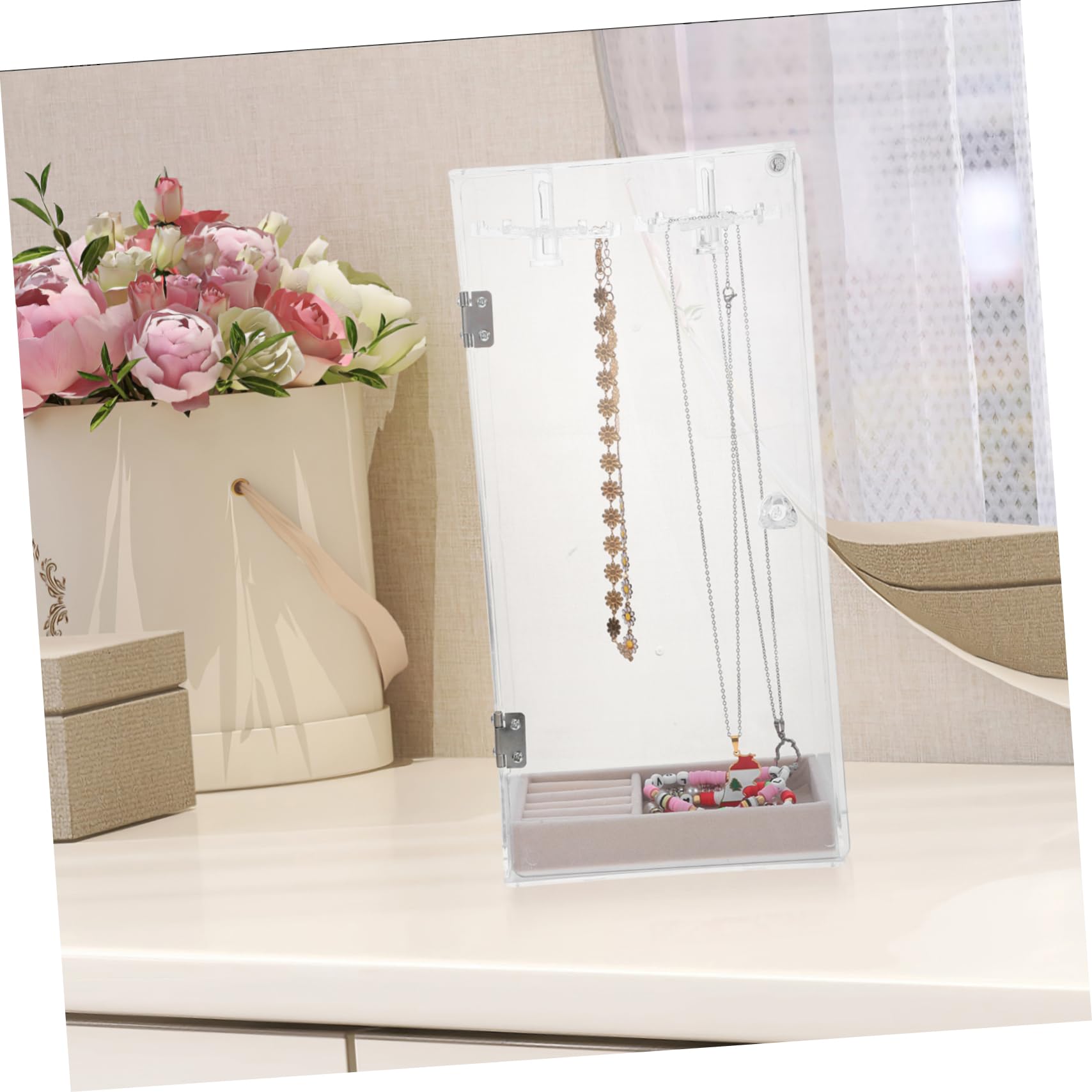Espositore Gioielli Trasparente Portacollane Organizer Per Gioielli Pendenti Braccialetti Anelli Espositore Compatto Design Moderno