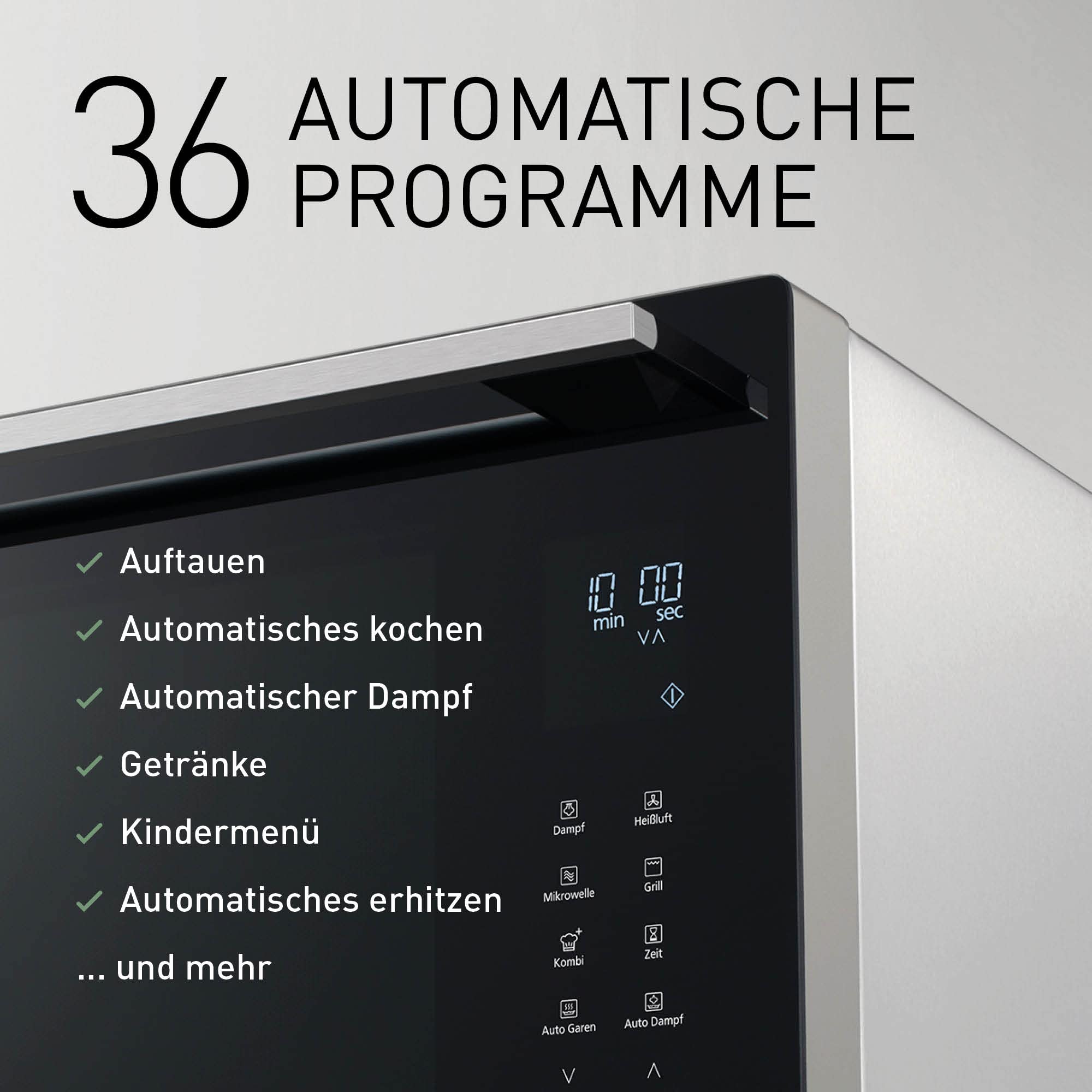 Panasonic NN-CS89LBGPG 4-in-1 Kombi-Mikrowelle, Dampfofen & Grill, 31 Liter, 1000 W, zwei Ebenen, Genius-Sensor, automatisches Aufwärmen, 36 Programme, einfache Reinigung, kompakt, Edelstahl