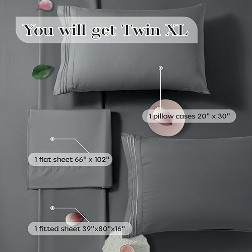 Miniatura 5 de Shilucheng Juego de sábanas, sábanas transpirables y refrescantes, sábanas de microfibra suave de 1800 hilos, ropa de cama cómoda con bolsillos de