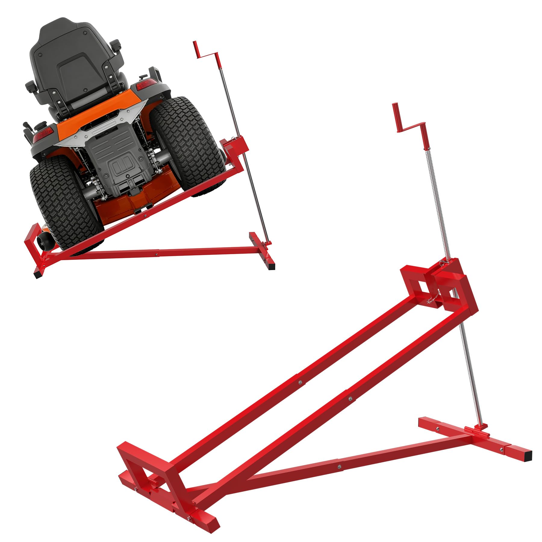 LARS360 Tractor cortacésped dispositivo de elevación, cortacésped Jack para elevador, elevador, cortacésped, capacidad de carga máxima: 400 kg, inclinación ajustable de 45°, color rojo