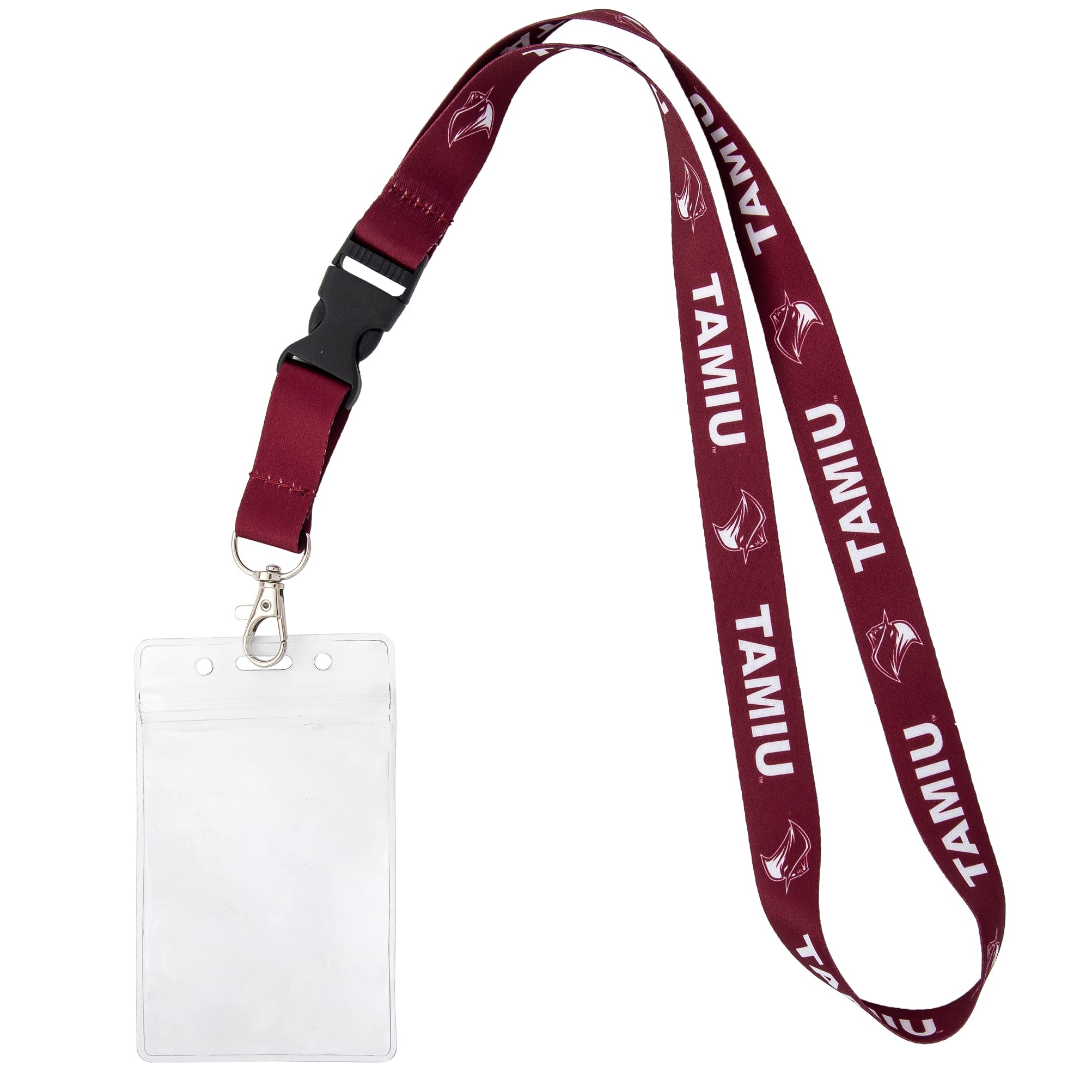 Desert Cactus Texas A&M International University Lanyard TAMIU Dustdevils Car Keys College ID Badge Holder Keychain Detachable Breakaway Snap Buckle (w/Pouch Red)