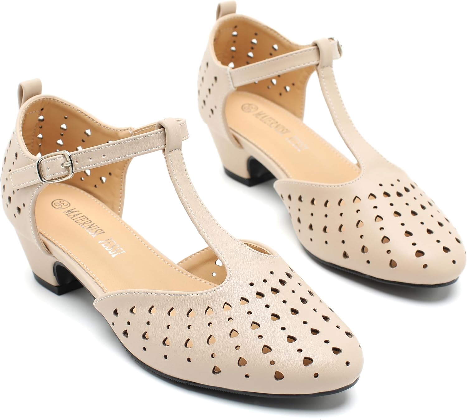 MAIERNISI JESSI Women's T-Strap Mary Jane Pumps, Low Block Heel, Closed Toe, Buckle Ankle Strap - Image 7