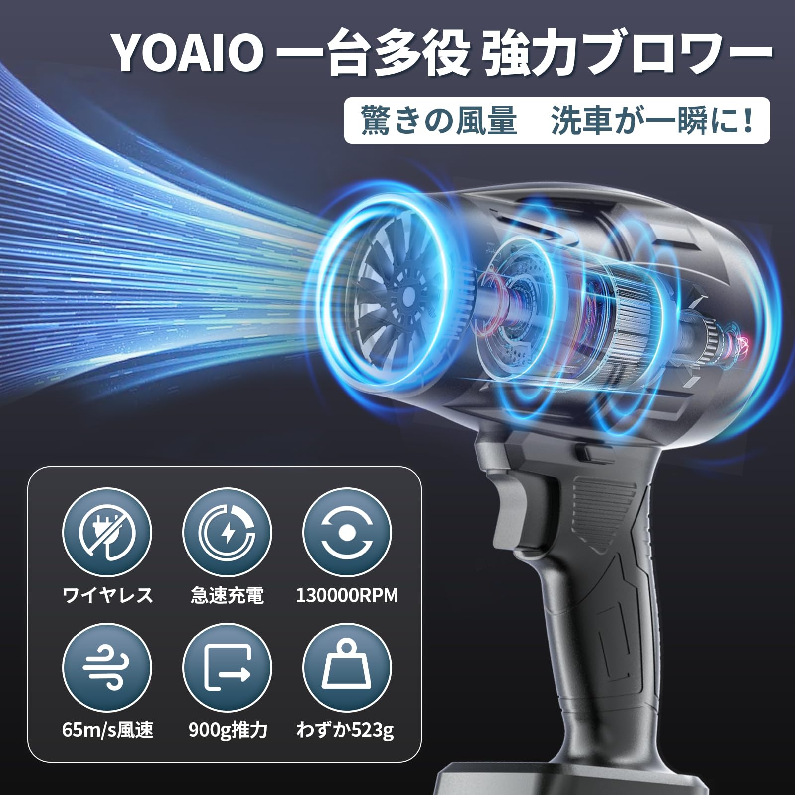 Amazon.co.jp: ブロワー 充電式 洗車 ブロアー PSE認定2個バッテリー