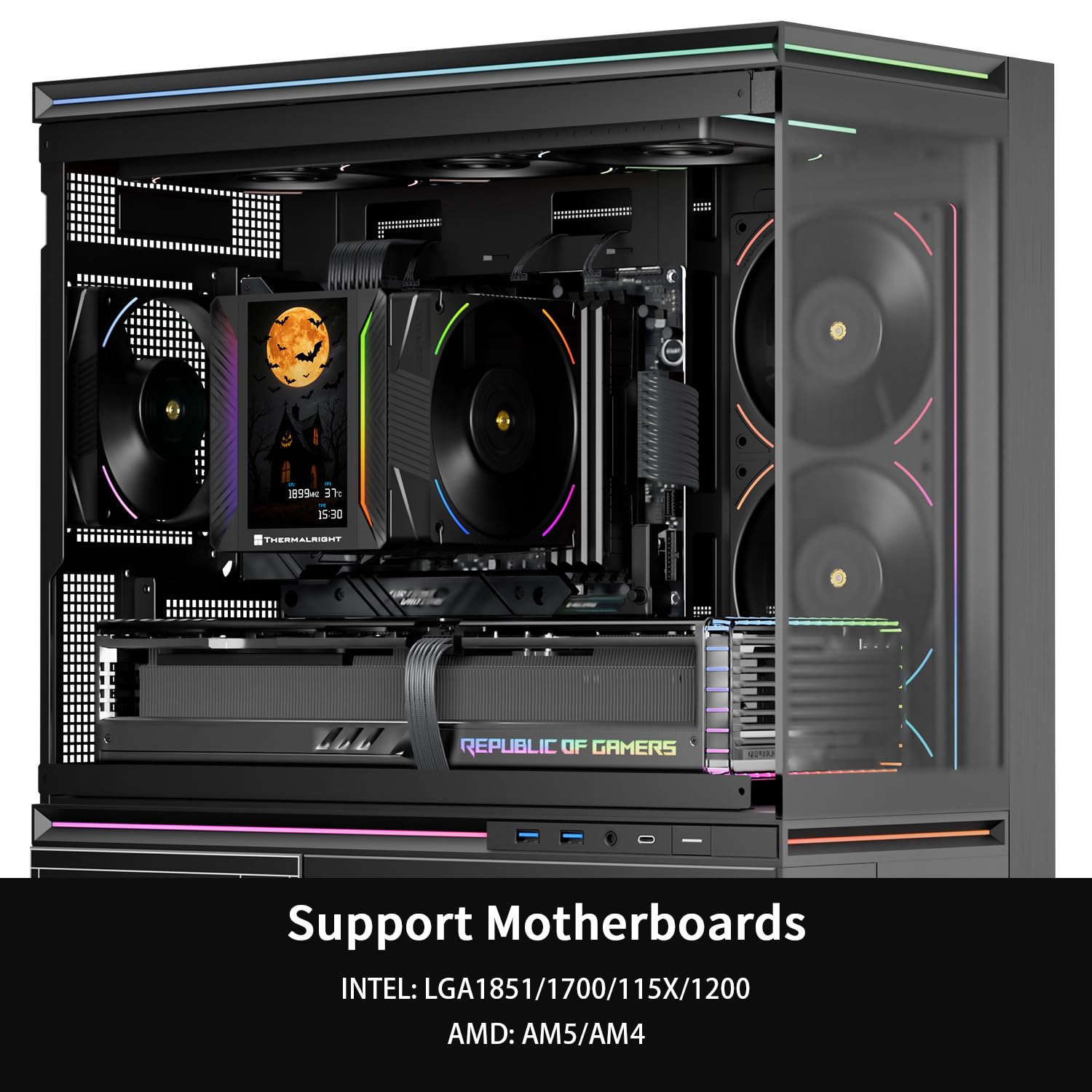 Thermalright Peerless Assassin 120 Vision MAX ARGB Black CPU Cooler, PC Heatsink Cooler 6 Heat Pipes, 5’’ Magnetic Display Screen with 480x854 Resolution,for AM4/AM5 and Intel LGA1700/1851 — view 6