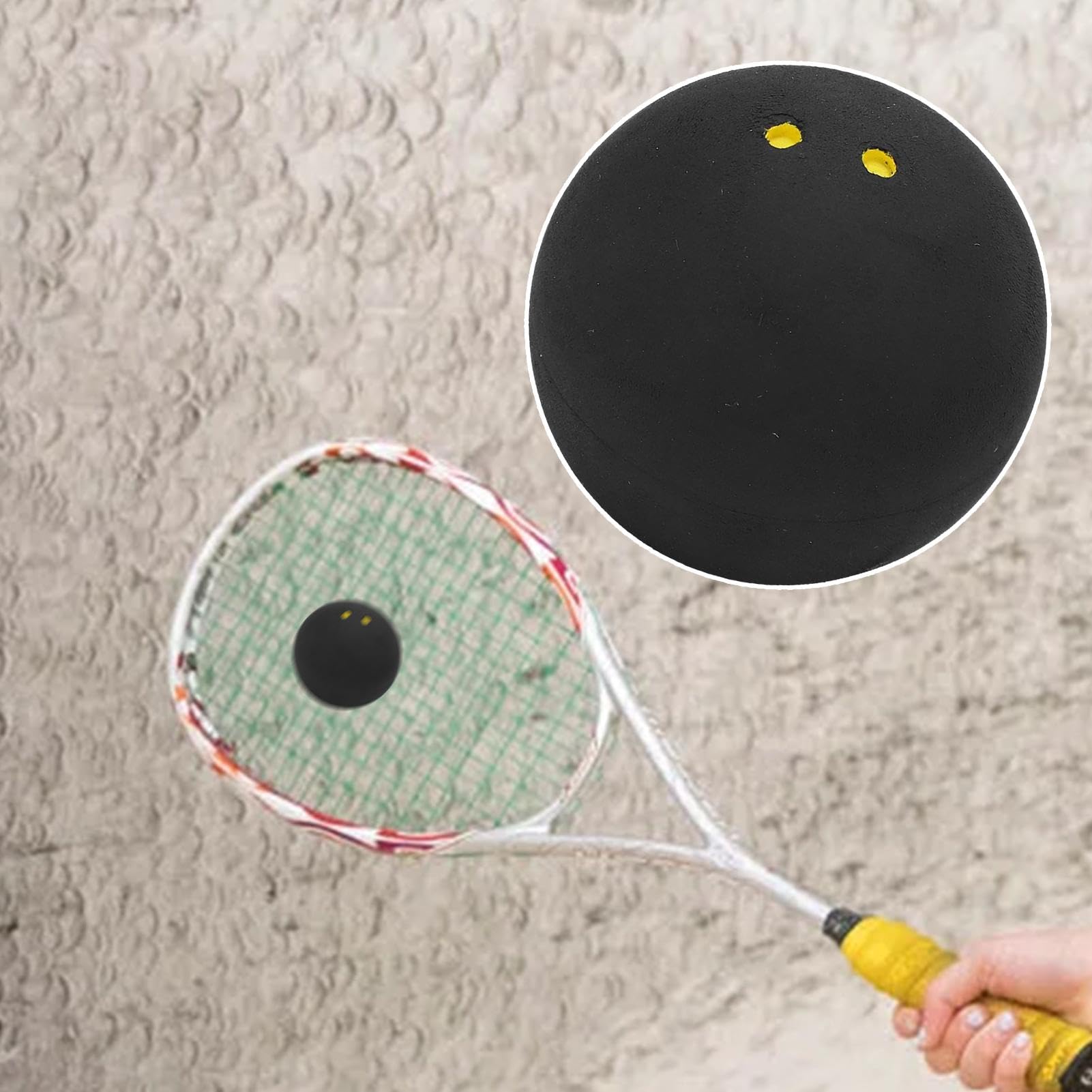 Pelota de squash de competencia 38 mm, 2 bolas de doble punto amarillo, alto rebote, goma profesional