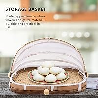 Vista 3 de GANAZONO 2 cestas de bambú para manualidades, cestas de mimbre rústicas para bollo al vapor, secado de alimentos, recogedor de gran capacidad