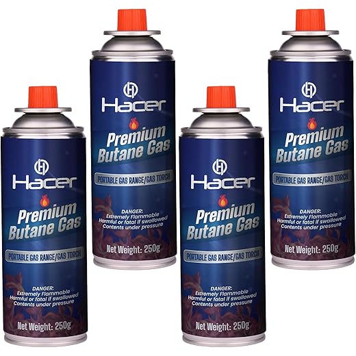 Hacer Pure Butane Gas Cartridges Pack of 4, 250g