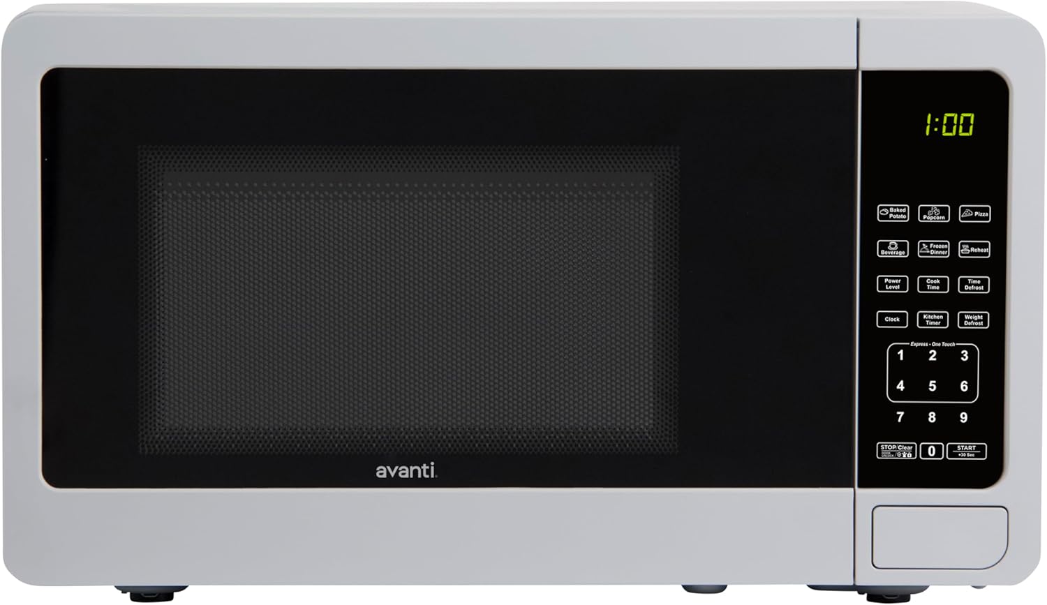 avanti mt7v0w microwave oven 700-watts compact with 6 pre cooking settings, speed defrost, electronic control panel and glass turntable, white