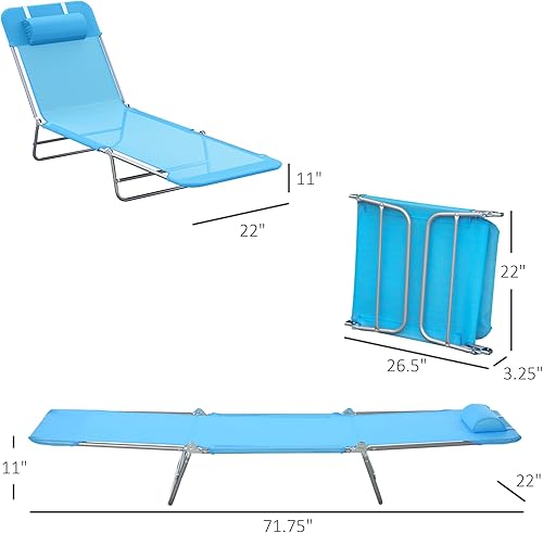 Miniatura 3 de Silla reclinable de playa Outsunny, Azul