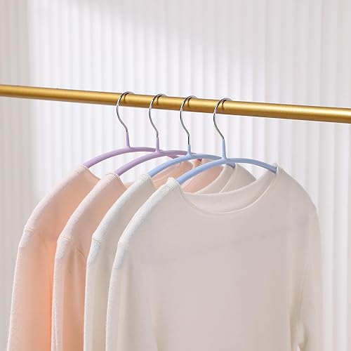 Miniatura 8 de MOPALL Paquete de 28 perchas para suéter sin protuberancias, 16.5 pulgadas de ancho, perchas de metal antideslizantes con revestimiento de PVC para