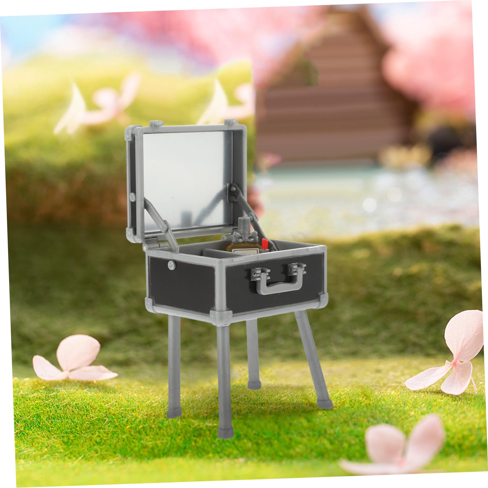 3 Stück Miniatur Schminkbox aus Kunststoff mit Realistischem Design Nicht Verformbar als Dekoratives Puppenhaus Accessoire und Foto Requisite Geeignet