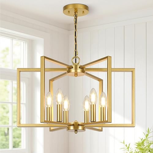 Miniatura 9 de Candelabro negro de granja, lámpara geométrica de 6 luces para comedor, moderna lámpara de techo industrial de metal, luces colgantes rústicas con