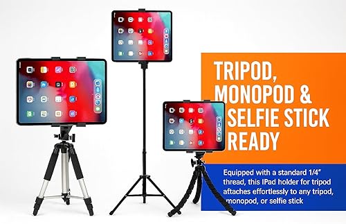Miniatura 6 de Acuvar Adaptador universal para trípode de tableta para iPad, Pro 11, Air 11, Galaxy Tab, Microsoft Surface de hasta 8 pulgadas verticalmente o 11