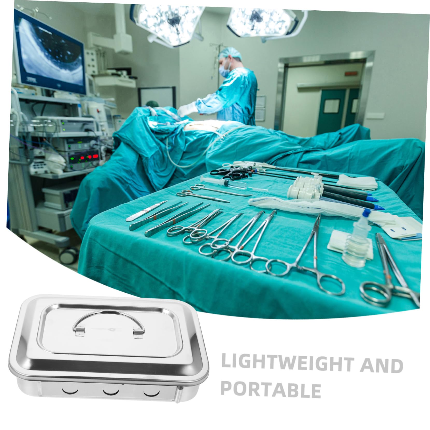 Didiseaon Boîte de Carrée Couvercle à Haute Température en Acier Inoxydable Argenté Légère des Instruments Professionnels