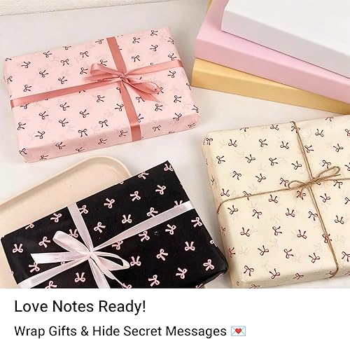 Miniatura 6 de Treasurecove Papel de regalo de lazo elegante de 4 colores, 20 hojas, papel crepé grueso de 1.46 oz para envolver regalos, ramos de flores y