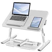 SONGMICS Tavolino da Letto per PC Portatile, Vassoio Multiuso in Lega di Alluminio e Truciolato