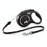 FLEXI New Classic Cord Retractable Dog Leash for Small Dogs up to 33 lbs. – 26 ft., Black | Tangle-Free Pet Walking Leash with One-Handed Brake, Pause, Lock|German Quality Product